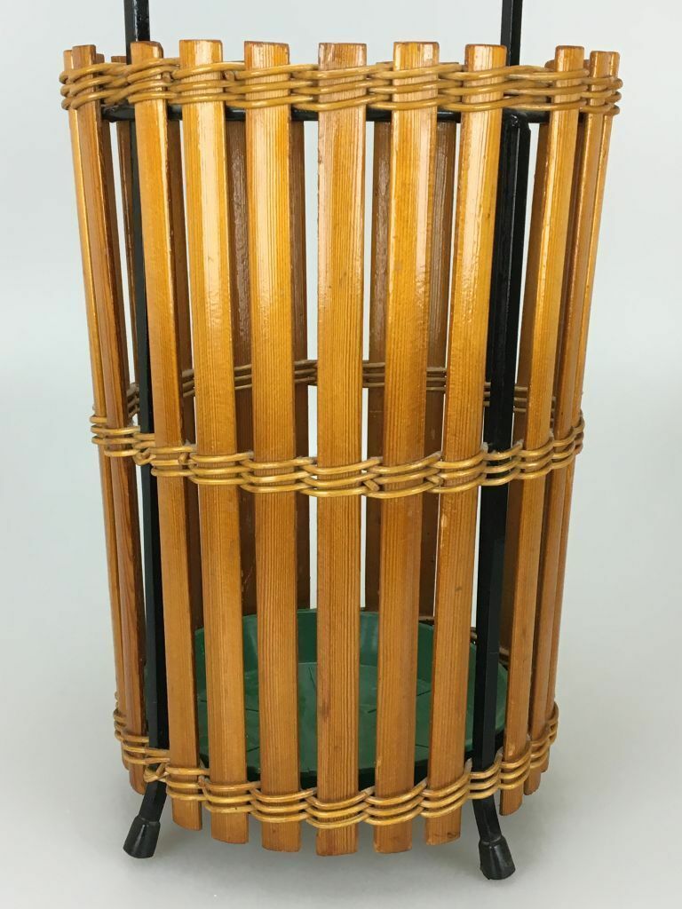 60s 70s Umbrella Stand Umbrella Holder Wood Metal Mid Century Design 60s photo 89.0