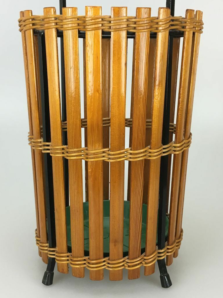 60s 70s Umbrella Stand Umbrella Holder Wood Metal Mid Century Design 60s photo vinterior