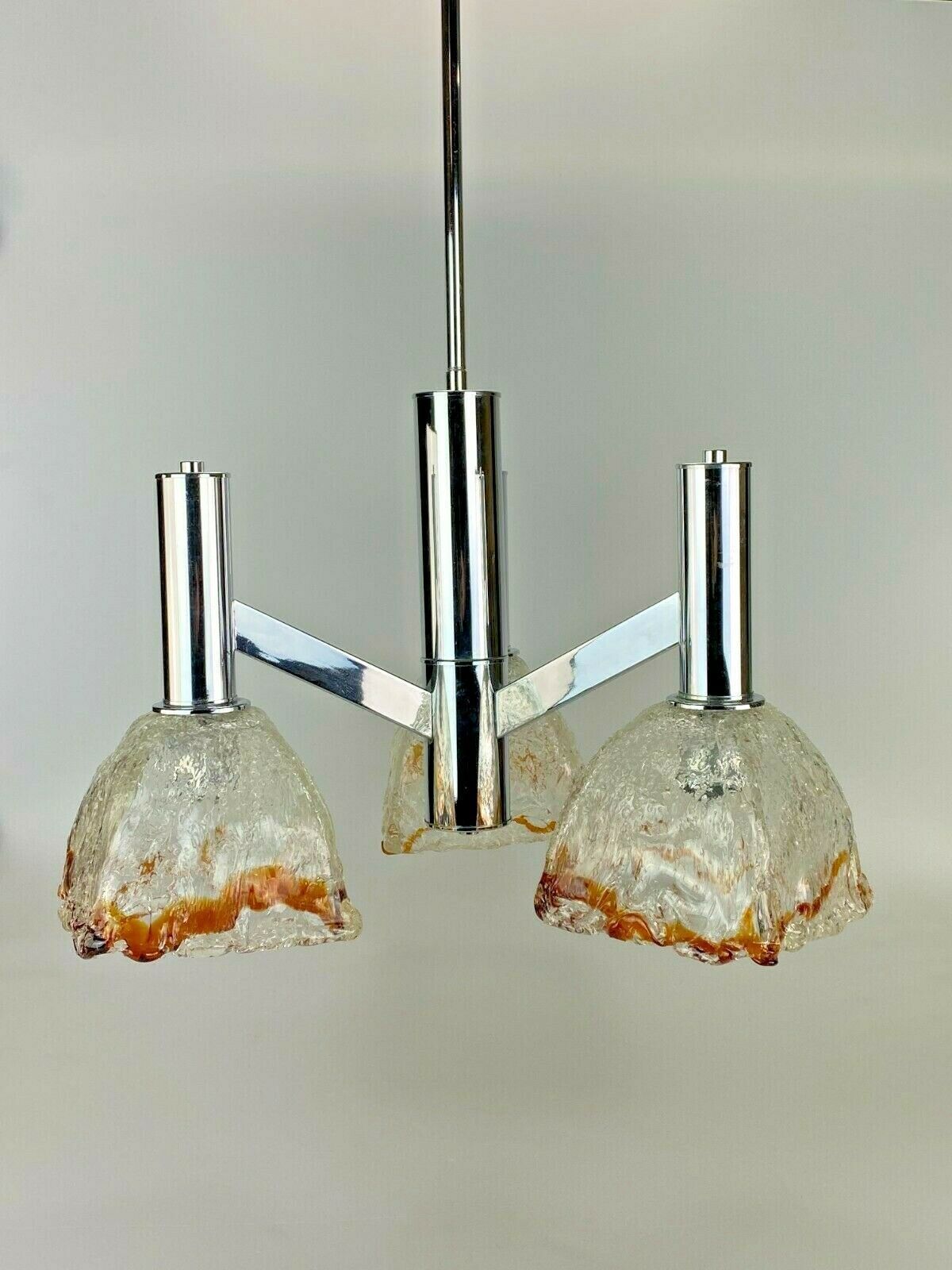 60s 70s Lamp Chrome Chandelier Chandelier Mazzega Murano Glass Design photo for sale
