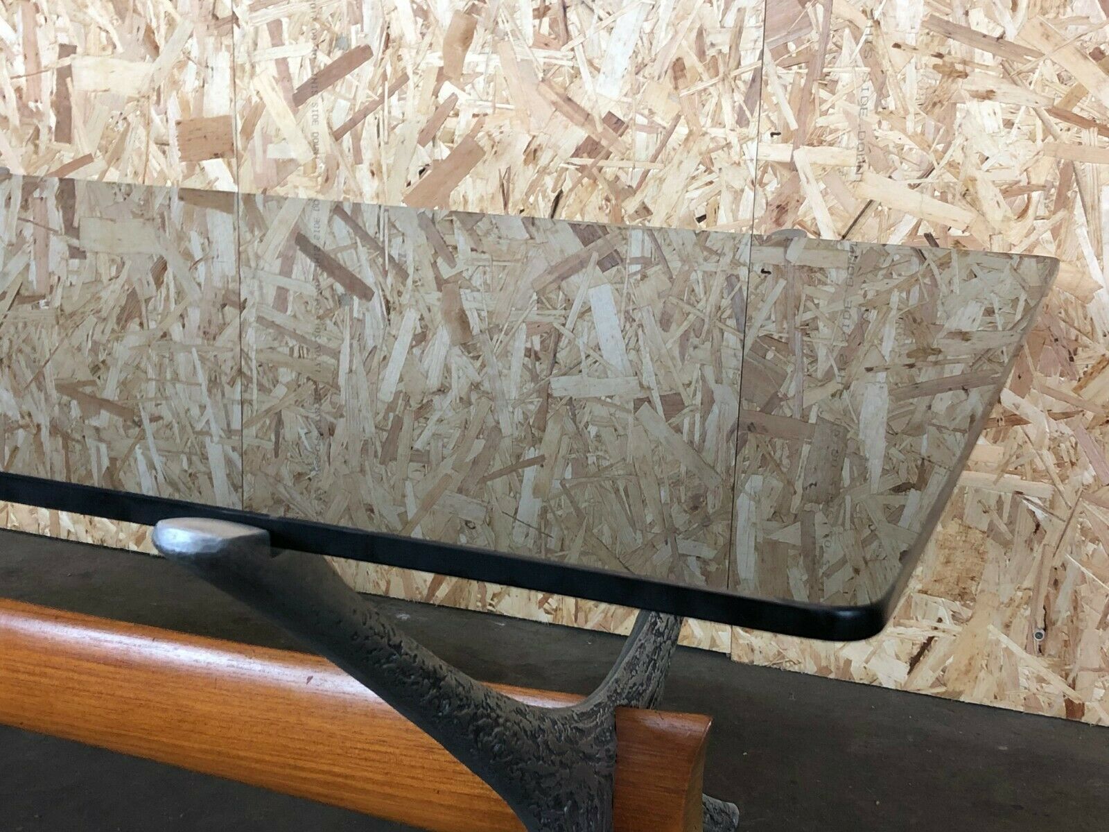 photo furniture Coffee Table Coffee Table Glass Top Metal Teak 60s 70s