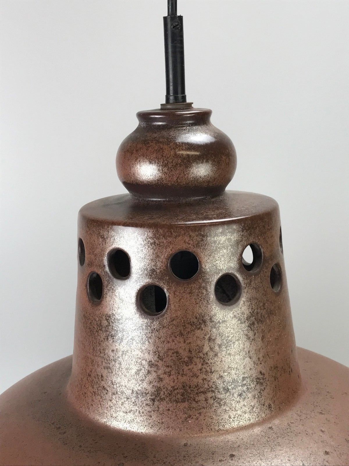 60s 70s Lamp Light Ceiling Lamp Ceramic Mid Century Space Age Brown photo furniture
