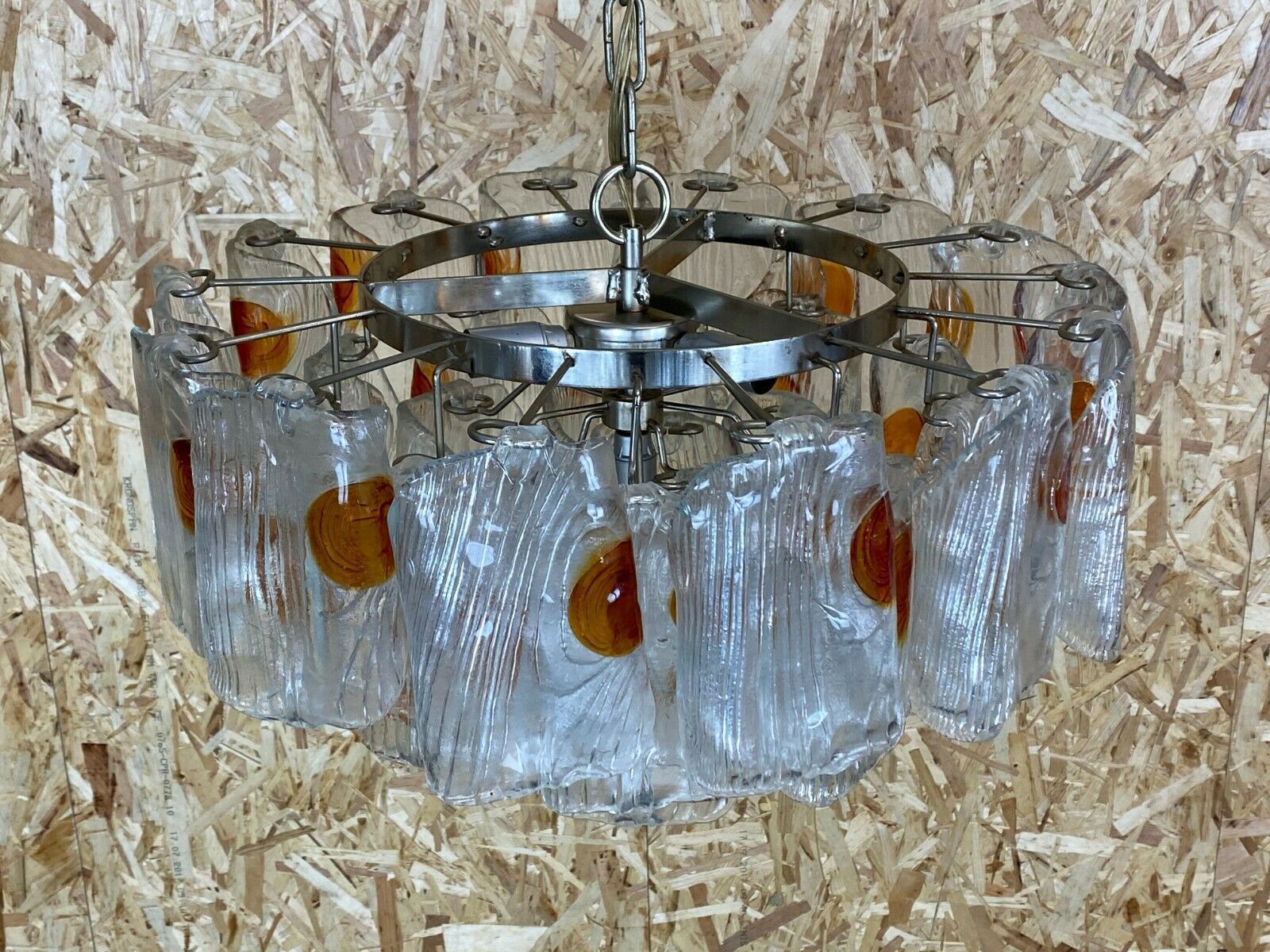 Xl 60s 70s Murano Glass Chrome Chandelier Chandelier Glass Space Age 60s photo 1240.0