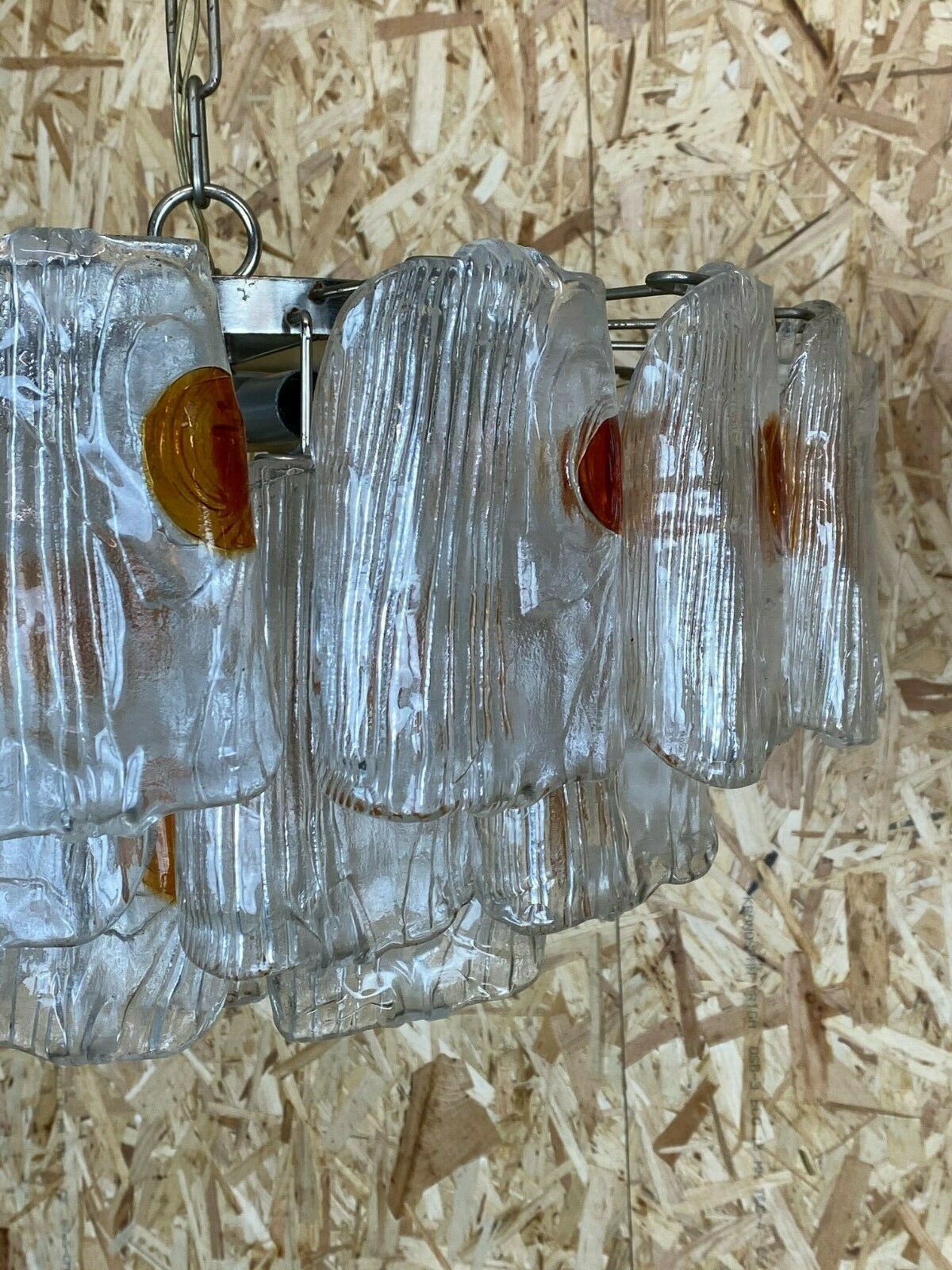photo for sale Xl 60s 70s Murano Glass Chrome Chandelier Chandelier Glass Space Age 60s