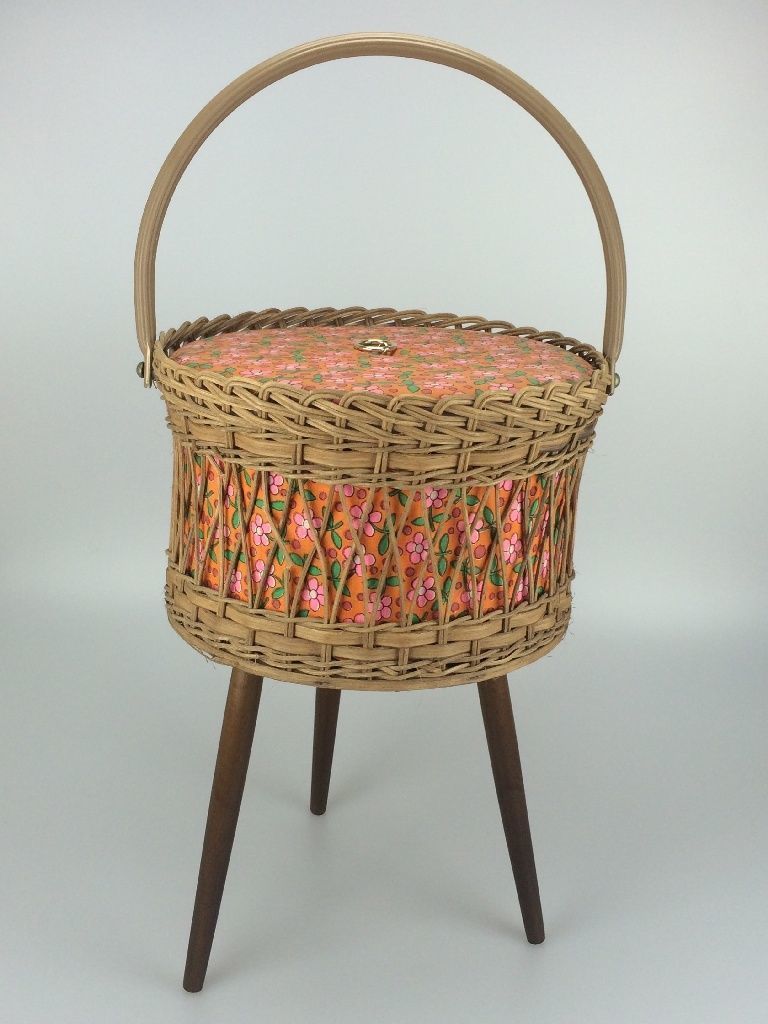 70s Sewing Box Sewing Basket Utensilio Wood Mesh Space Age Mid Century Design photo buy