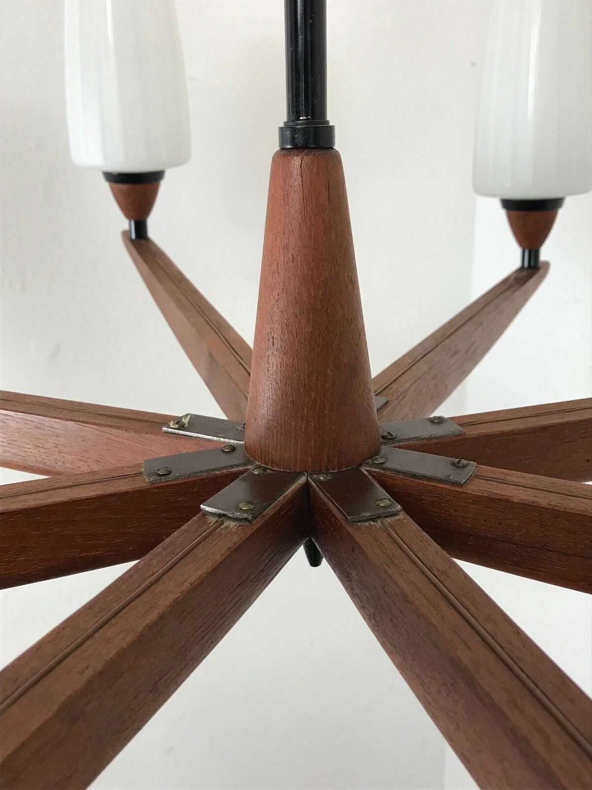 60s 70s Teak Chandelier Chandelier Uno & Osten Kristiansson For Luxus photo vintage