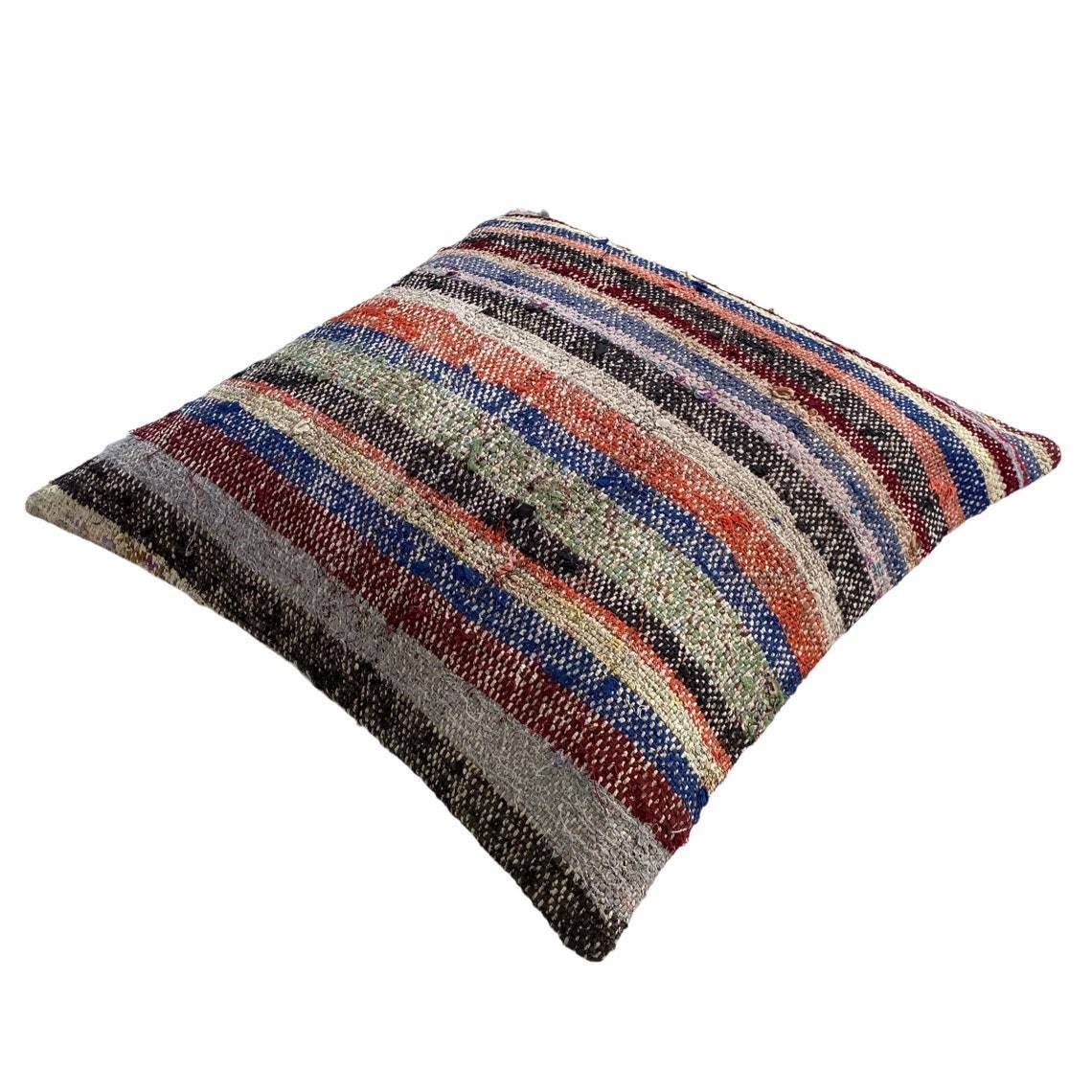 Kilim Pillow 60 X 60 Cm Tapis Kelim Kilim Pillow Cover Vintage Meditation Bench Kelim Teppich Boho Kilim Cushion Kilim Sofa Turkish Pillow photo vintage