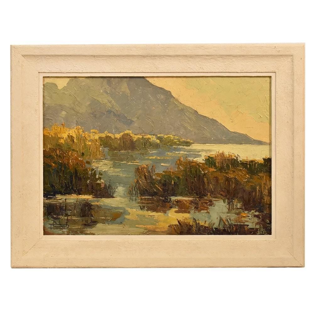 Landscape Oil Painting, Art Deco, Early 20th Century. (Qp 383)