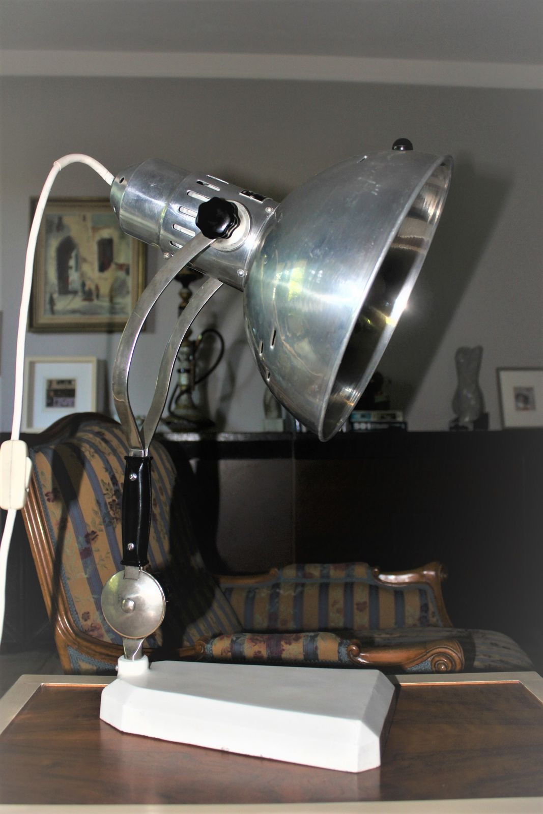 Industrial Table Lamp 70s Light Factory Design Nickel And Steel photo vinterior