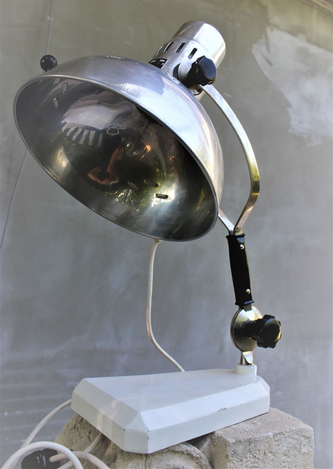 Industrial Table Lamp 70s Light Factory Design Nickel And Steel