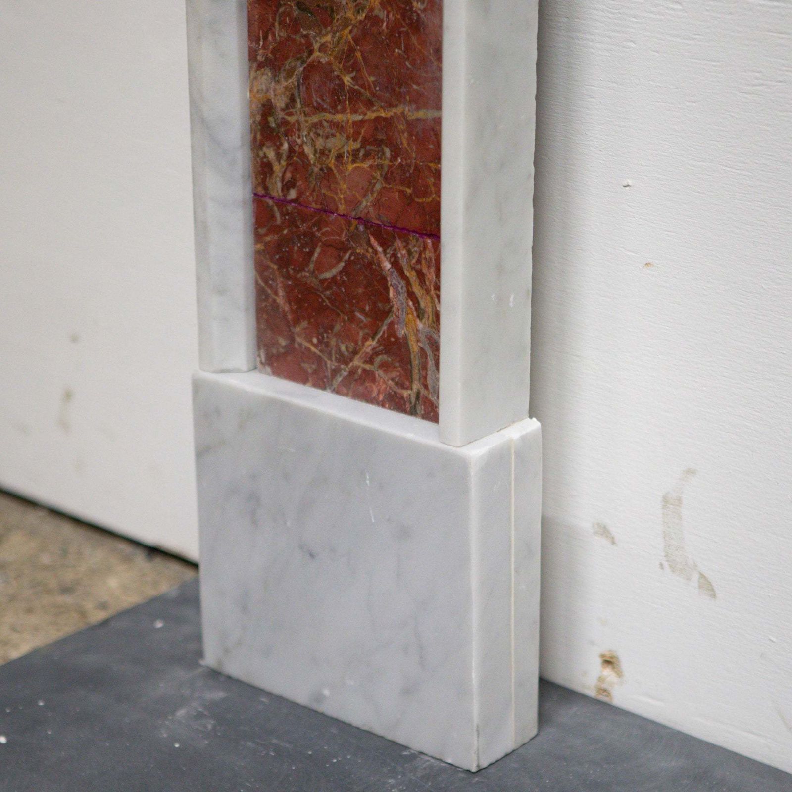 Regency Style Carrara And Rouge Marble Fireplace Surround photo vintage