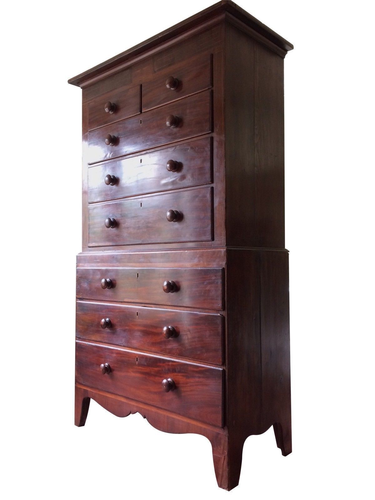 Huge Antique Early Victorian Chest On Chest Tallboy Chest Of Drawers Mahogany photo furniture