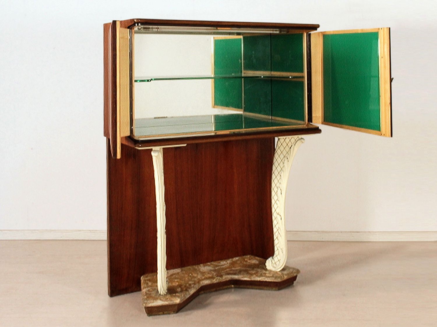 Italian Midcentury Teakwood Bar Cabinet In The Style Of Dassi, 1950s photo for sale
