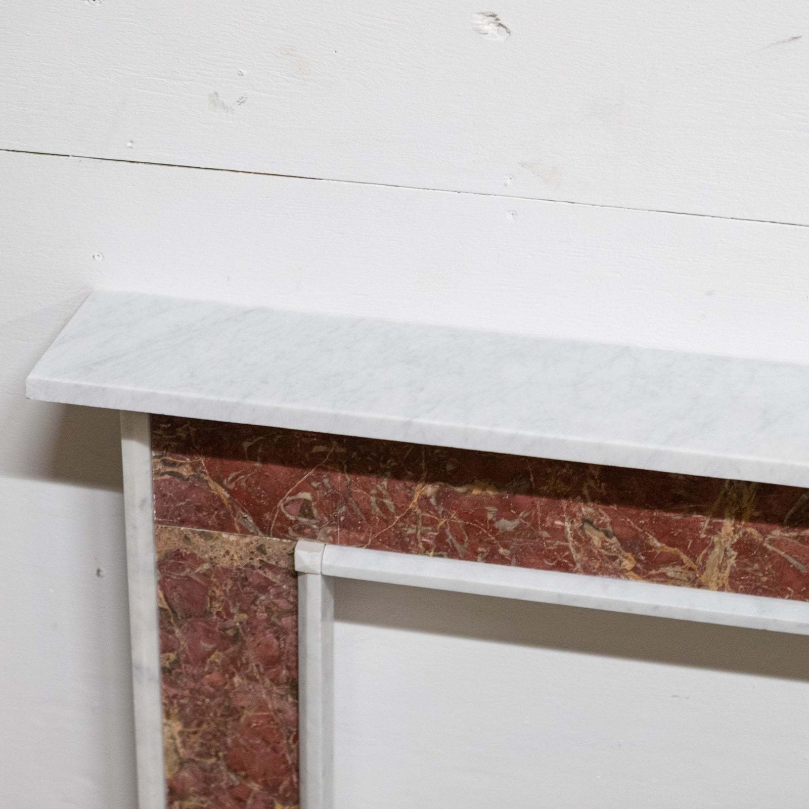 Regency Style Carrara & Rouge Marble Fireplace Surround photo for sale