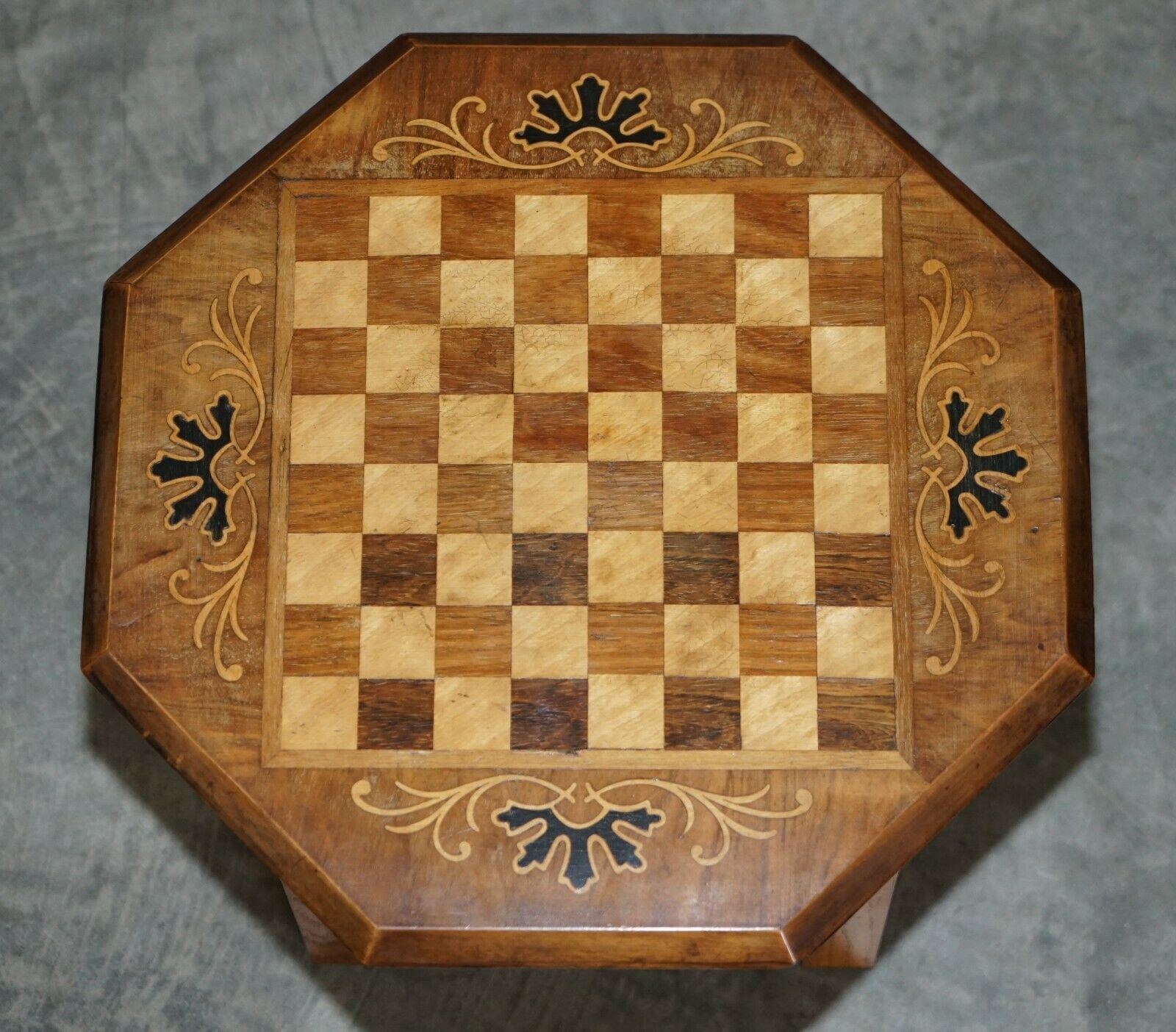 Vintage Mahogany Satinwood & Walnut Chess Games Table Ideal As A Side End Piece photo for sale