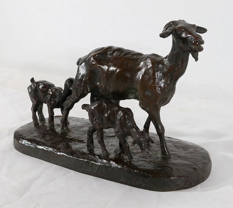Bronze "Goat And Its Kids" By A.Bitter, 1st Part Of The 20th Century photo for sale