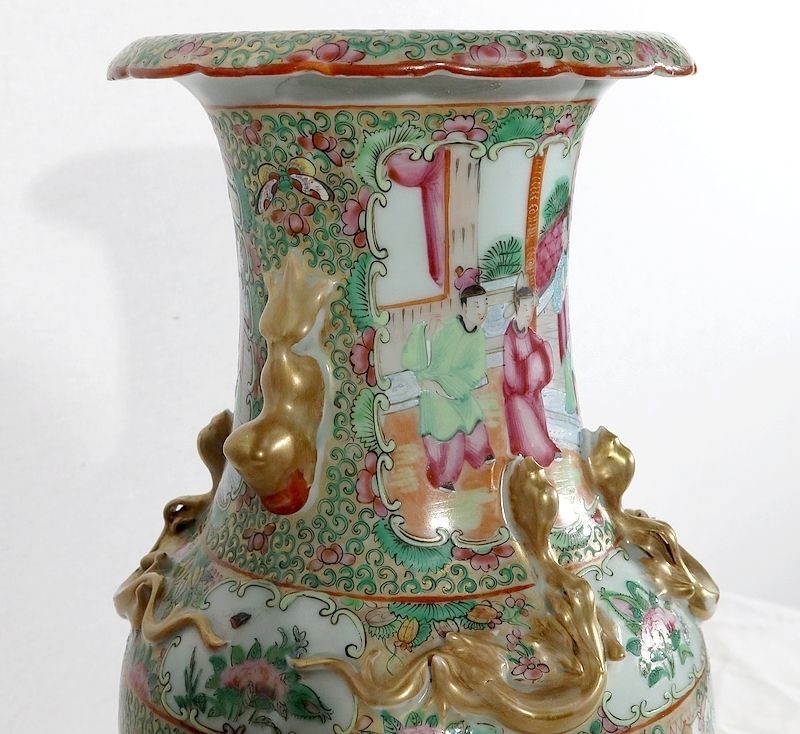 photo furniture Canton Porcelain Vase On Wooden Base, China, 19th Century