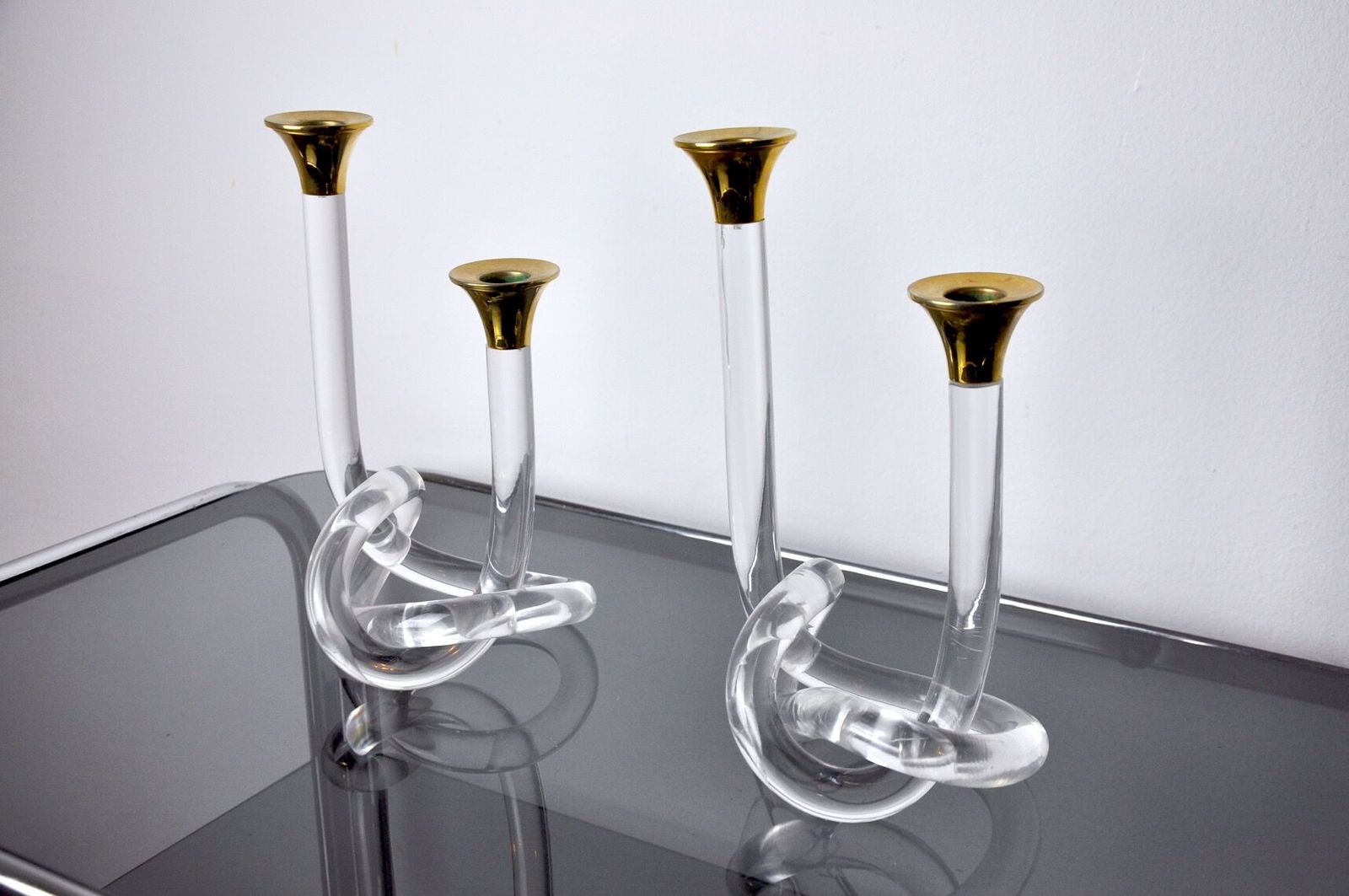 Pair Of Candle Holders Dorothy Thorpe Lucite 1970 photo 1871.0
