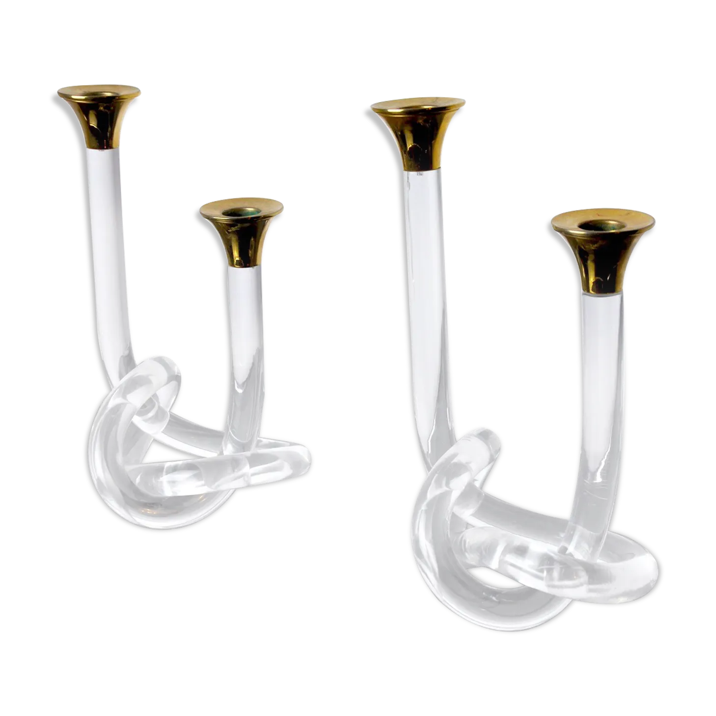 Pair Of Candle Holders Dorothy Thorpe Lucite 1970 photo vinterior
