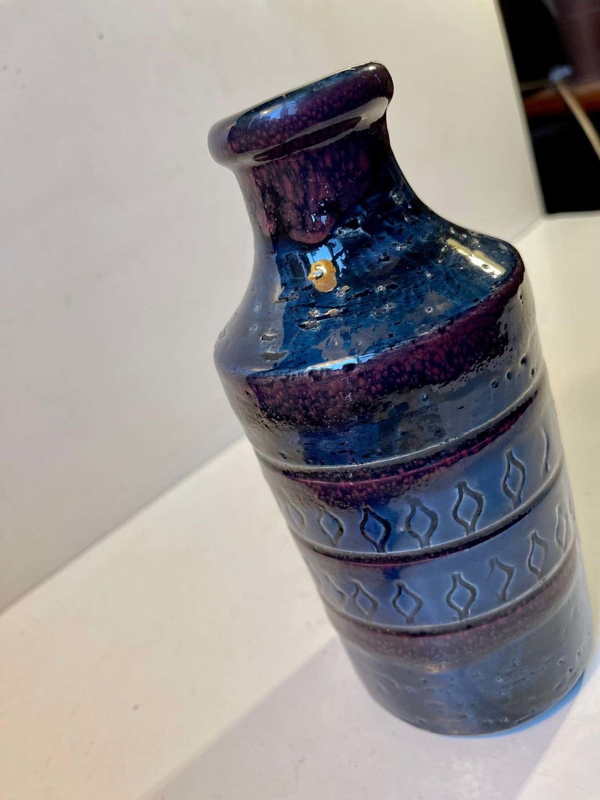 Italian Stoneware Vase In Blue And Purple Glaze From Bitossi, 1960s photo vinterior