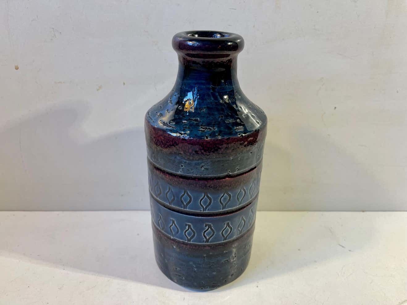 photo vinterior Italian Stoneware Vase In Blue And Purple Glaze From Bitossi, 1960s