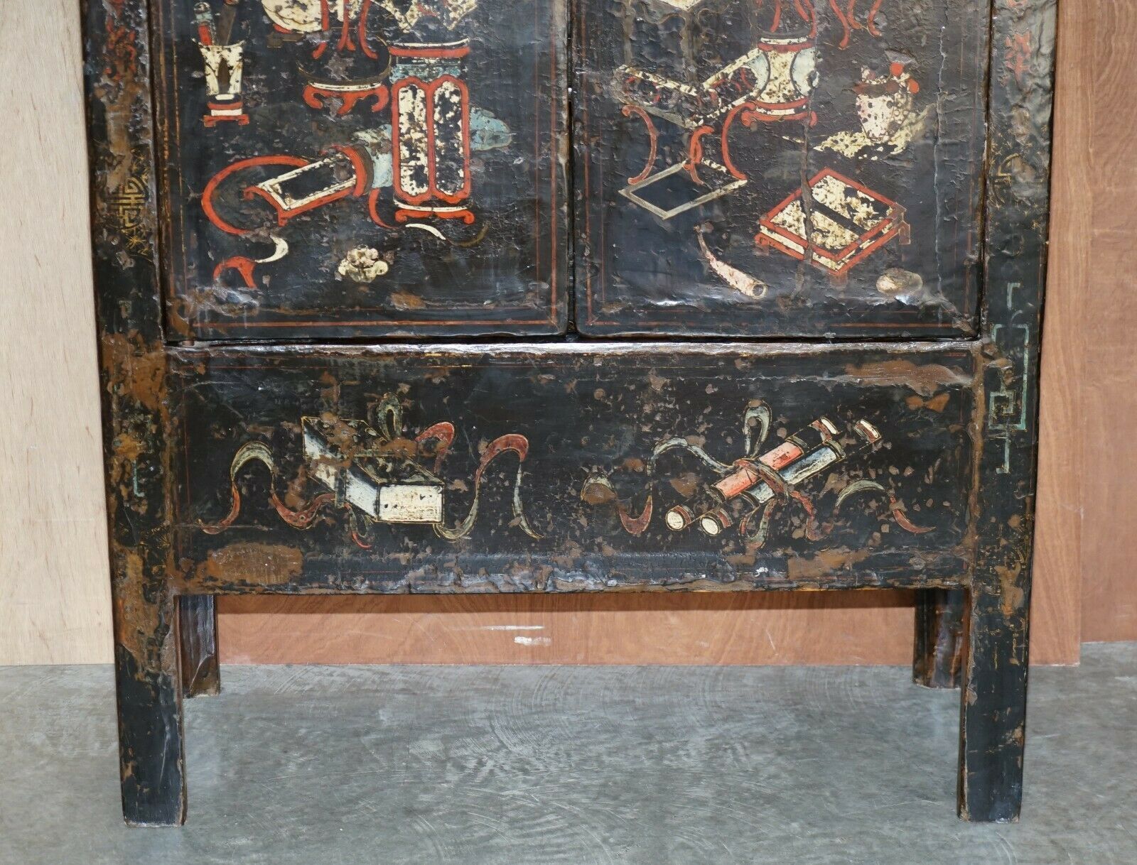 Antique Circa 1800 Chinese Hand Painted Wedding Cabinet Housekeepers Cupboard photo Furniture