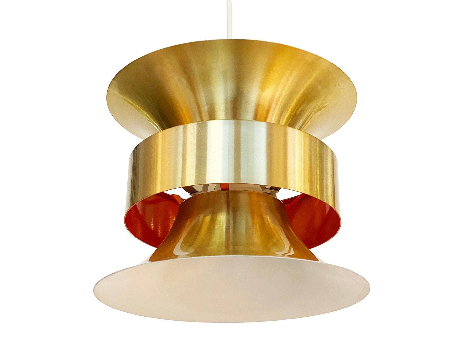 Pendant Light In Golden Brushed Aluminum By Lyskaer Belysning. Denmark 1970s photo for sale