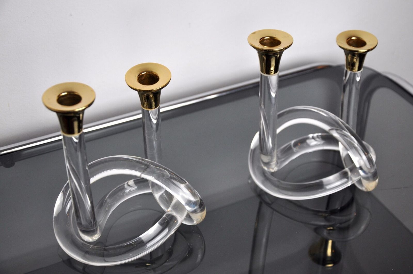 Pair Of Candle Holders Dorothy Thorpe, Lucite, 1970 photo 1593.0