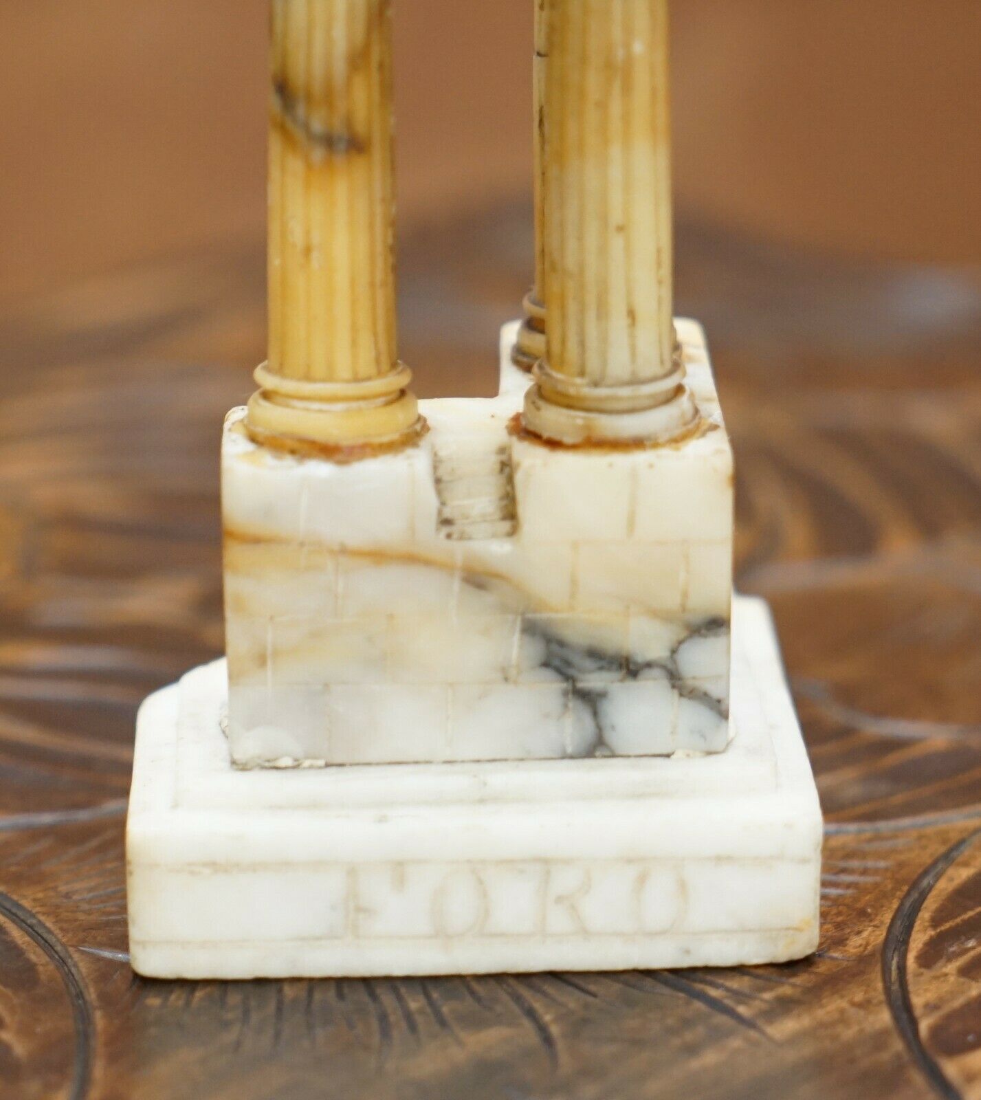 Antique Victorian Marble Roman Ruins Grand Tour Statue Sculpture Columns Pillars photo vinterior