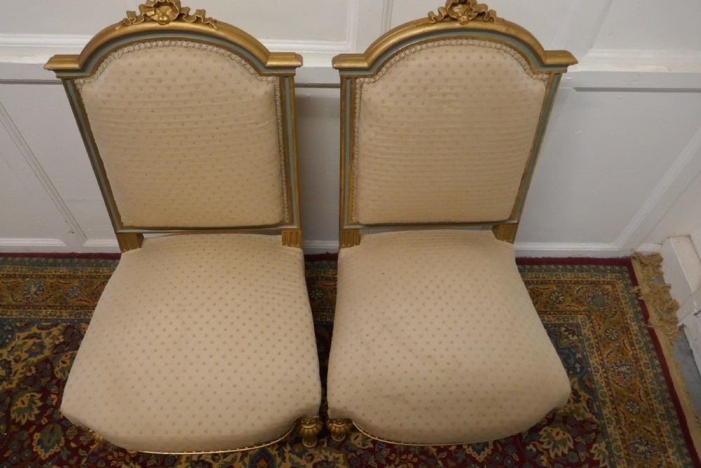A Pair Fine Quality French Gilt Salon Chairs Circa 1880 photo buy