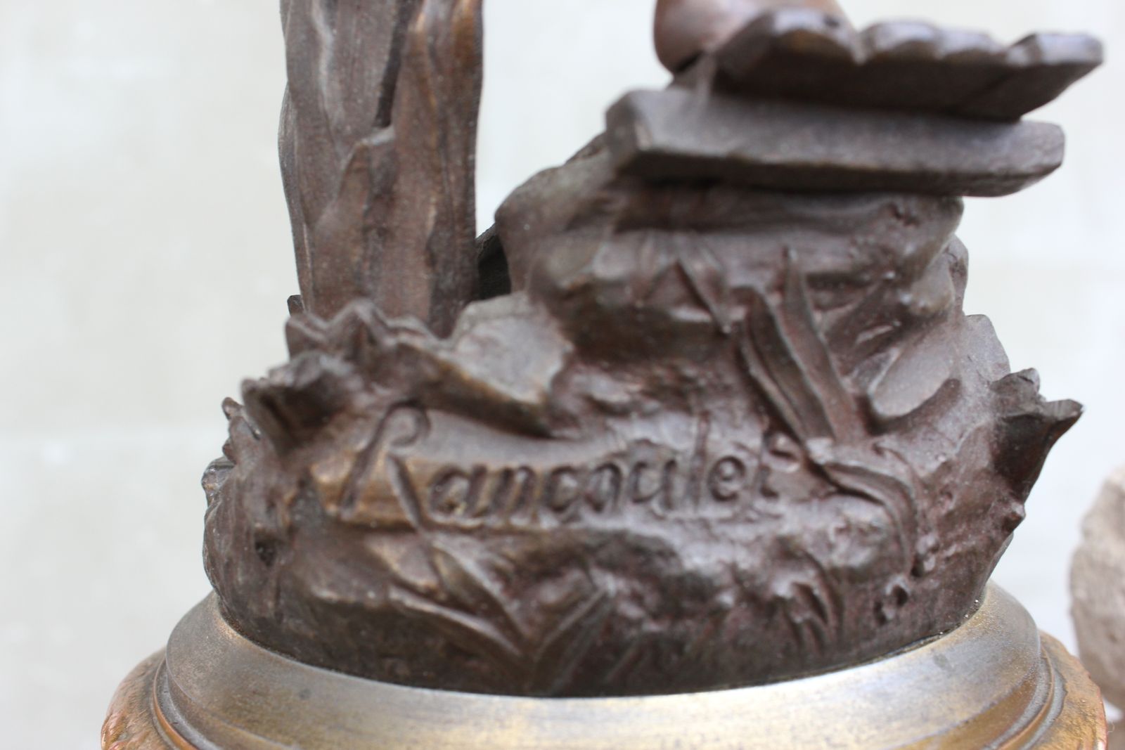 French Original Rancoulet Signed Statue Spelter Beautiful Girl On Wood Base photo buy