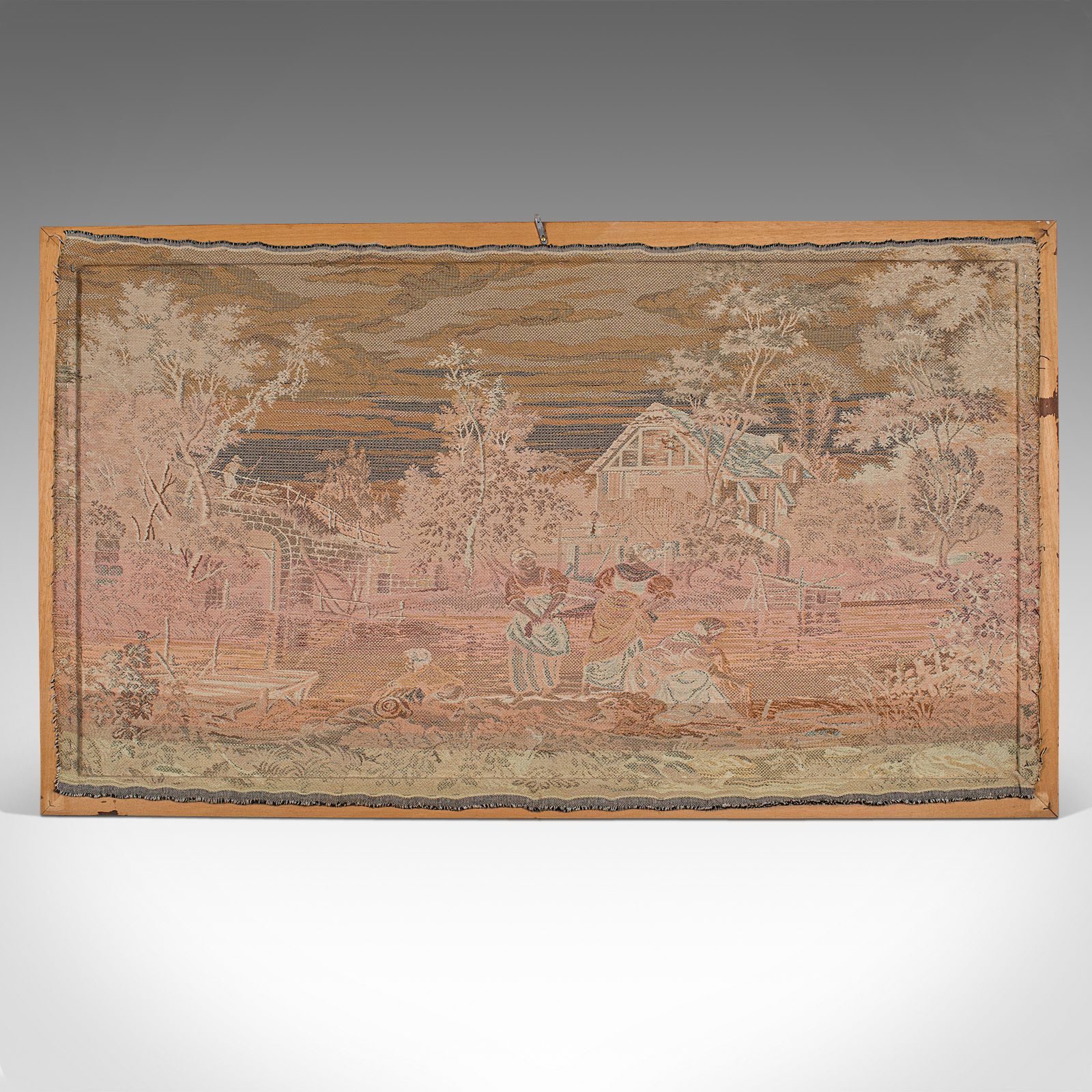 photo furniture Vintage Panoramic Tapestry, French, Needlepoint, Decorative Panel, Circa 1930