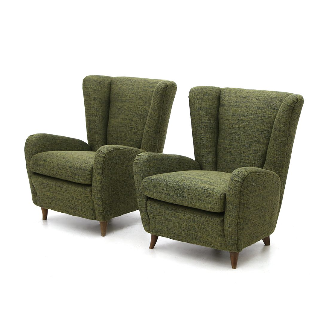 1125.0 Pair Of Armchairs In Green Fabric, 1940s photo