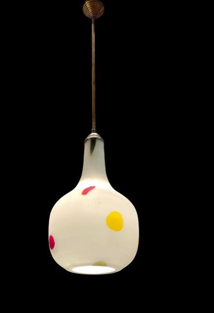 Italian Opaline Glass Light Pendant By De Mayo 1970’s