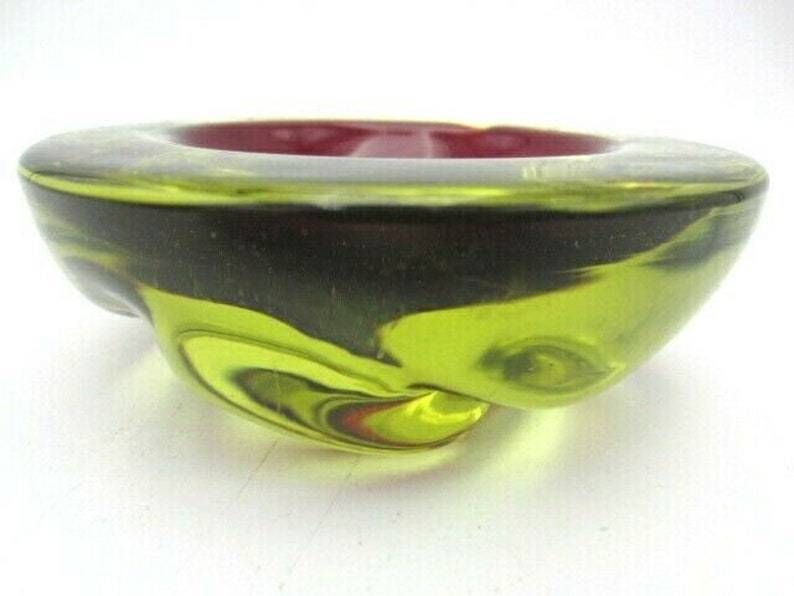 Jelly Mould Bowl Rare Red Yellow Murano 50s Archimede Seguso Sommerso Art Glass photo for sale