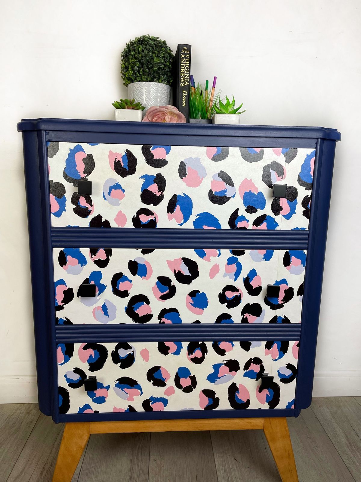 Blue And Pink Leopard Chest Of Drawers photo vinterior