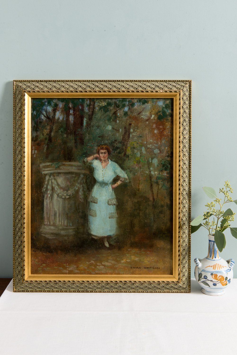 photo buy Lilian E. Whitteker  Woman In A Park  Oil On Canvas  C. 1937
