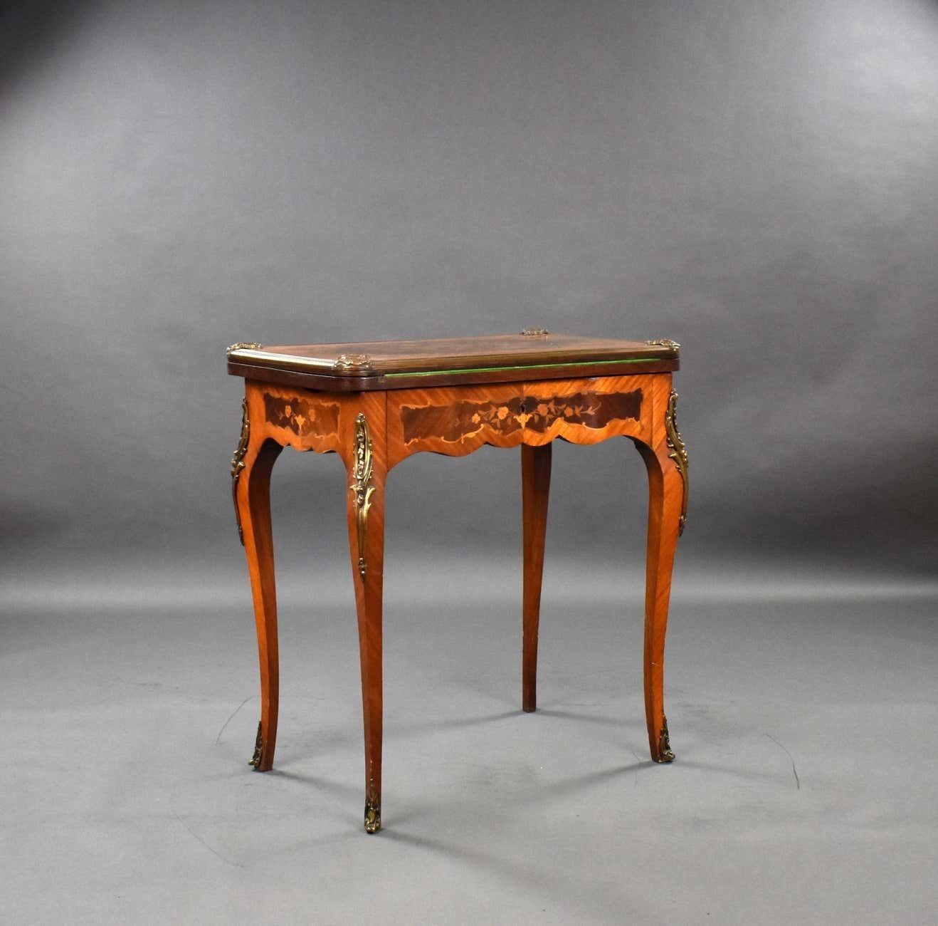19th Century English Victorian Walnut & Marquetry Card Table & Vanity photo furniture