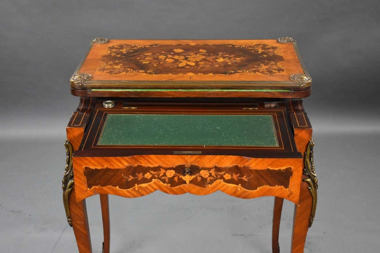 19th Century English Victorian Walnut & Marquetry Card Table & Vanity photo buy