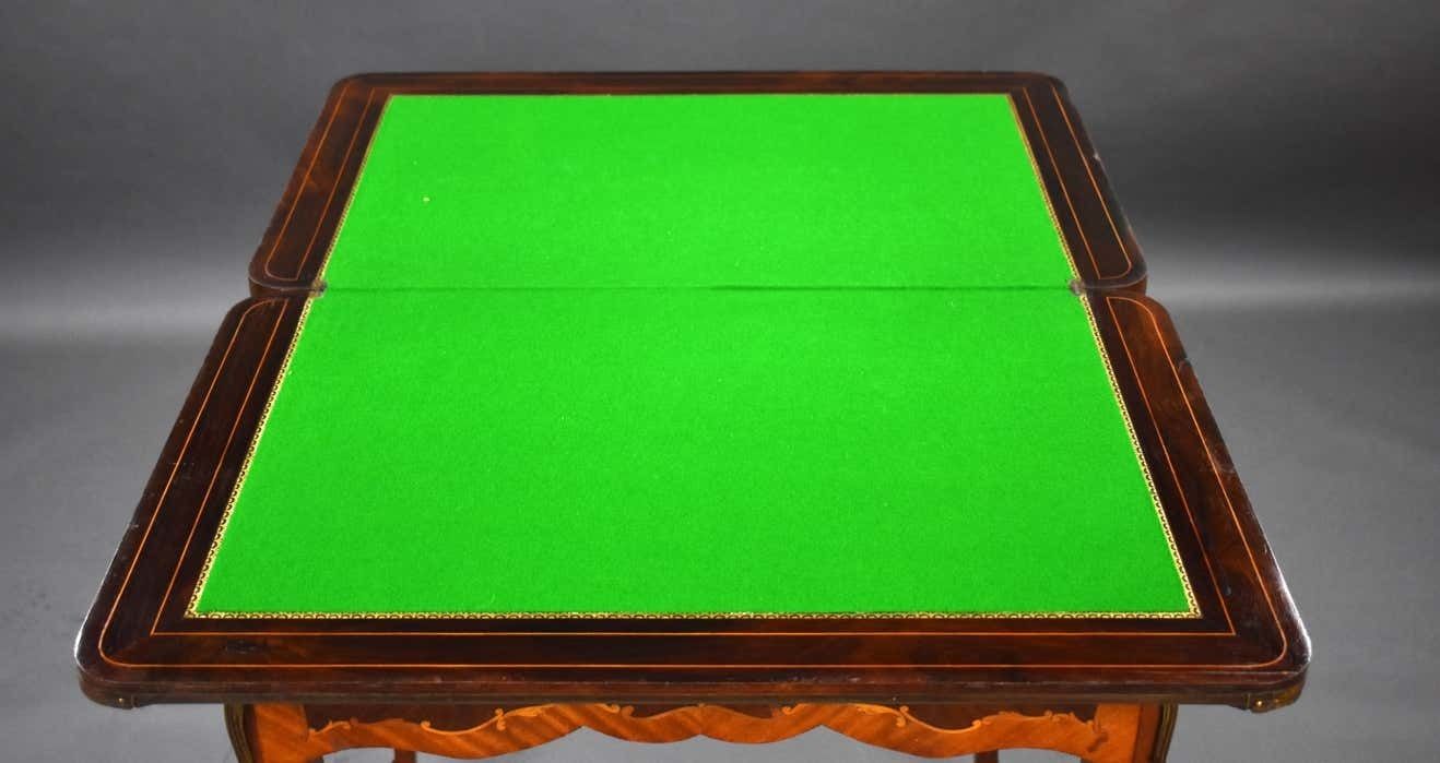 photo for sale 19th Century English Victorian Walnut & Marquetry Card Table & Vanity