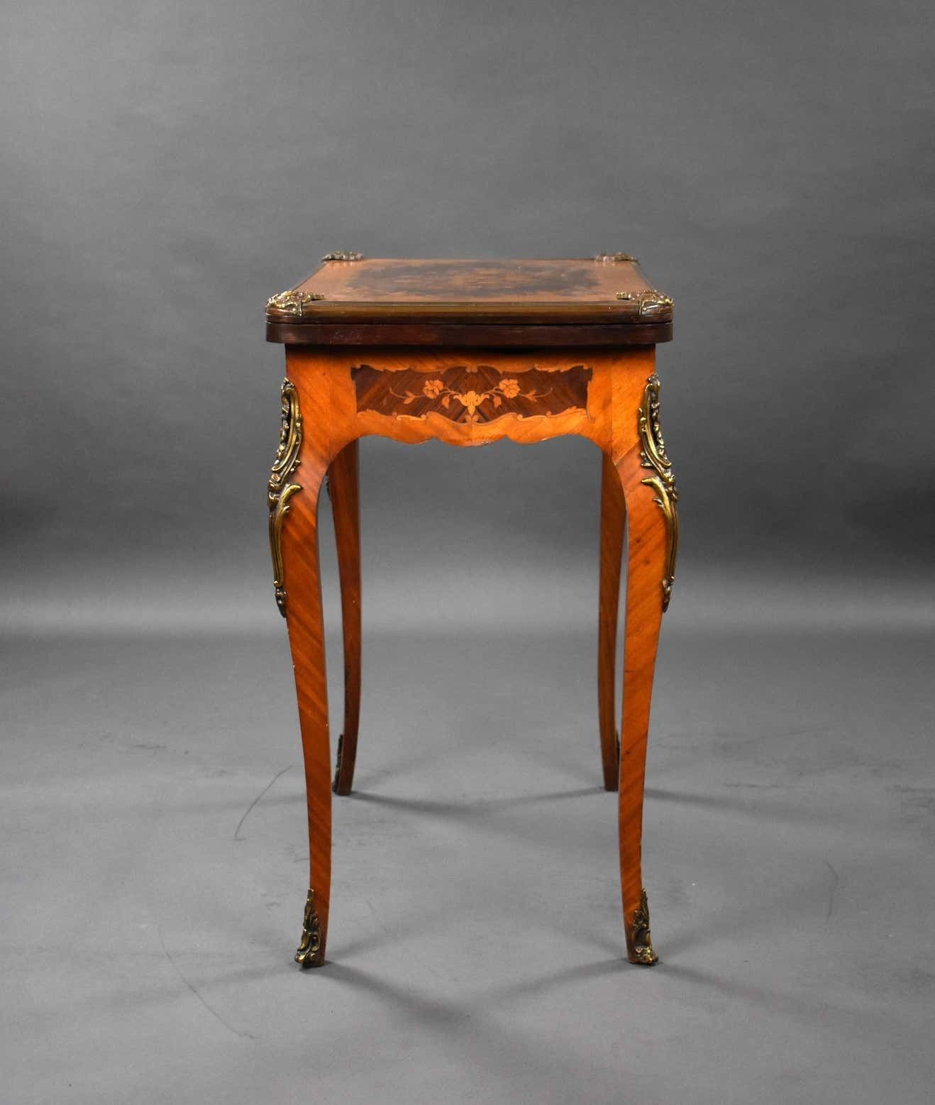 Furniture 19th Century English Victorian Walnut & Marquetry Card Table & Vanity photo