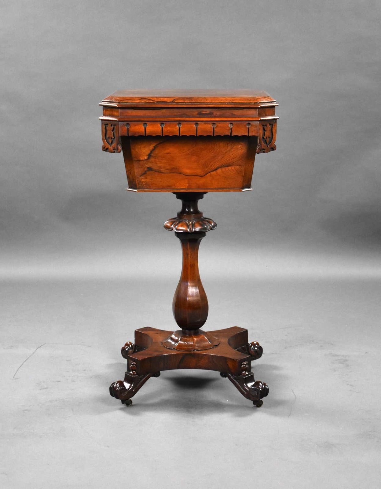 19th Century English William IV Rosewood Tea Poy photo vintage