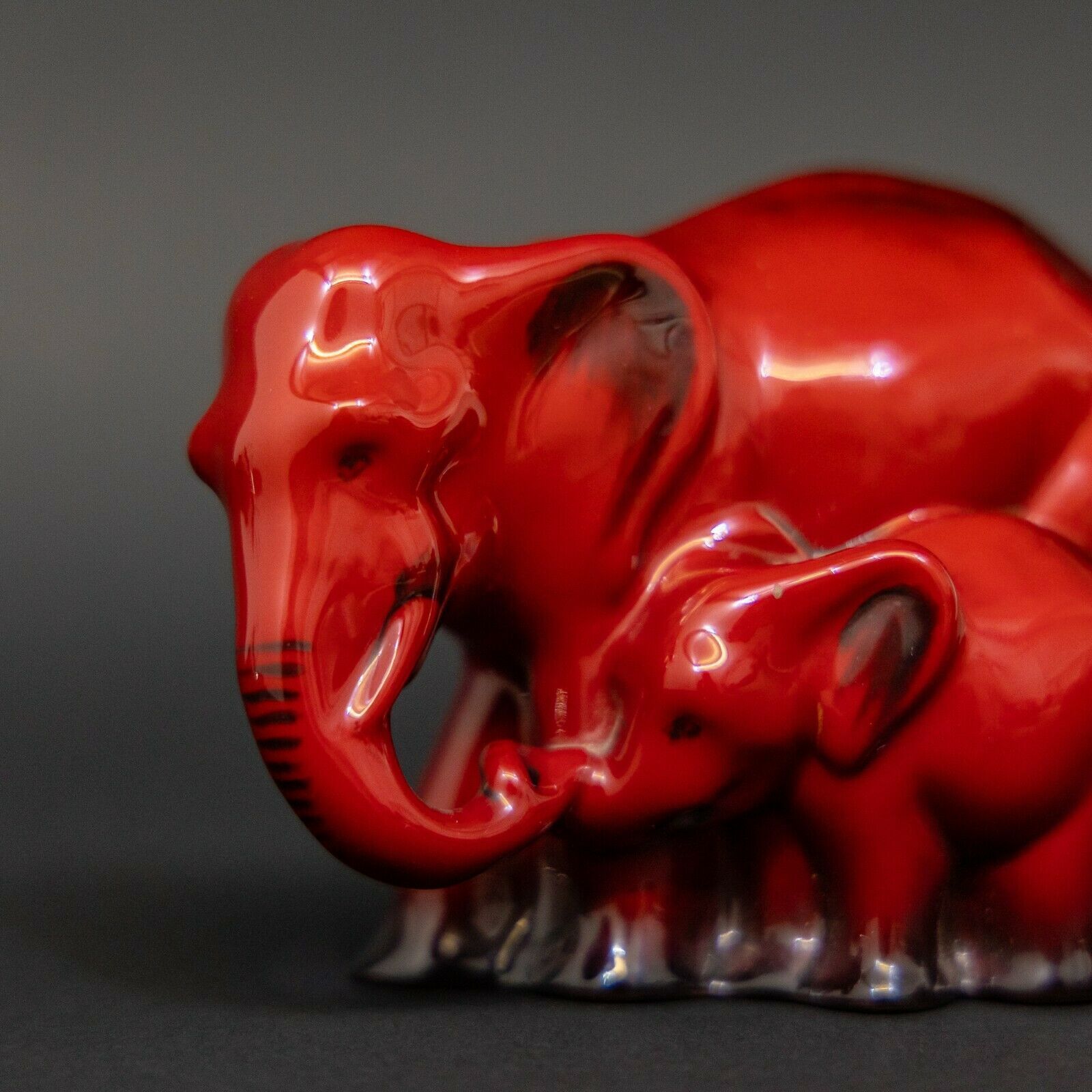Royal Doulton Flambe Elephant And Young photo for sale