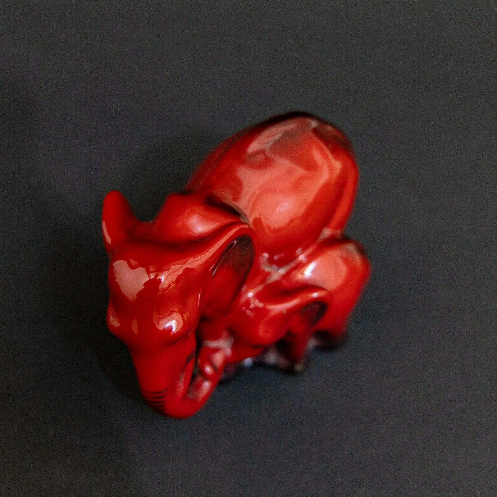 Royal Doulton Flambe Elephant And Young photo vintage