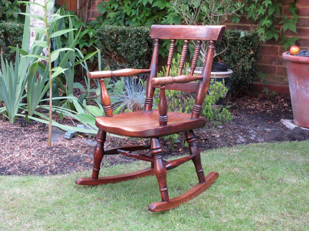 Child’s Elm Spindle Back Windsor Rocking Chair, Circa 1830