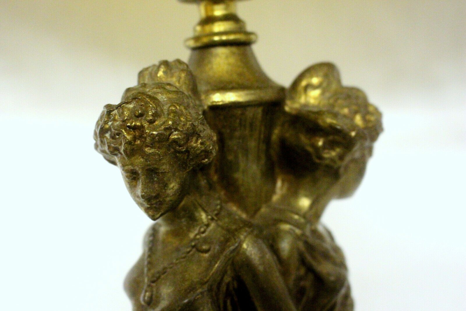 Italian Antique Handmade Table Desk Bronze Lamp Shade 19th C photo Lighting