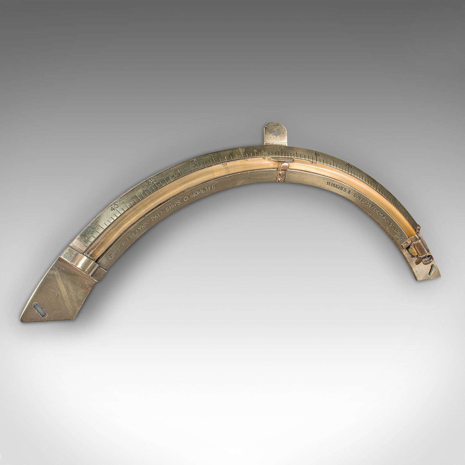 Antique Ship's Clinometer, English, Brass, Maritime Instrument, H Hughes, C.1900