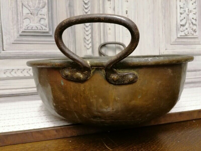 Antique Hanging French Hammered Copper Flower Pot Log Fireplace photo 150.0