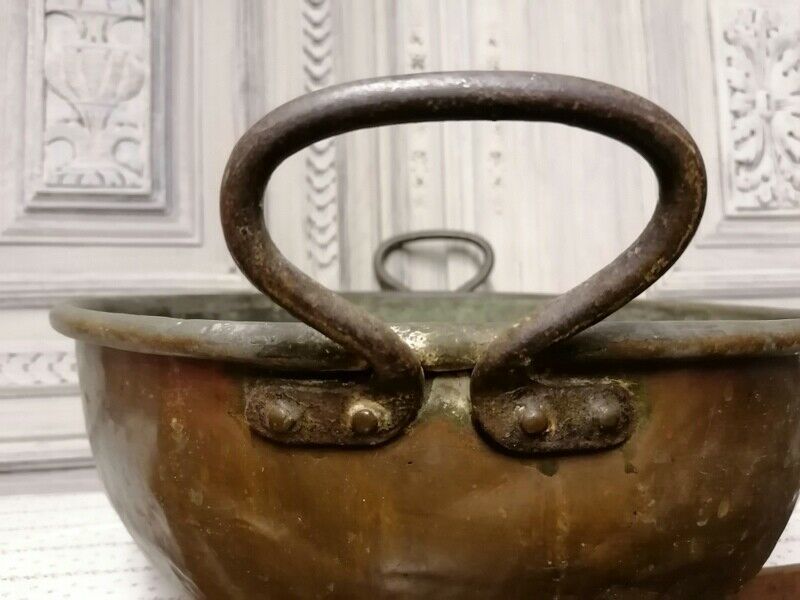 Antique Hanging French Hammered Copper Flower Pot Log Fireplace photo vintage