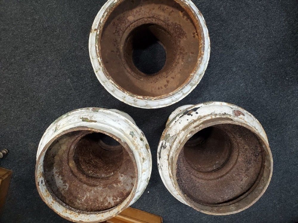 Victorian X3 Cast Iron Garden Urns C1880 photo furniture