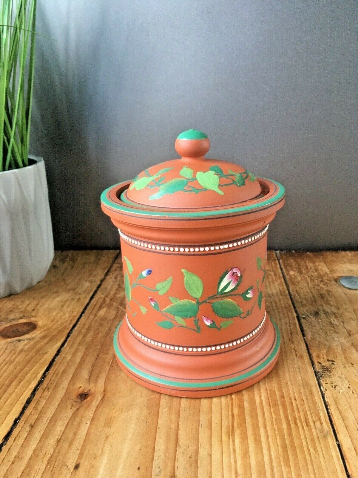 Beautiful C1860 Antique Terracotta Tobacco Jar & Lid Cover Wh Goss / F.R. Pratt photo furniture